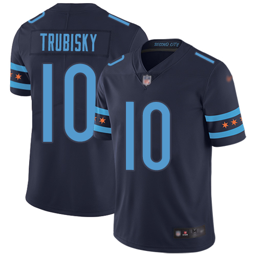 Chicago Bears Limited Navy Blue Men Mitchell Trubisky Jersey NFL Football #10 City Edition 1